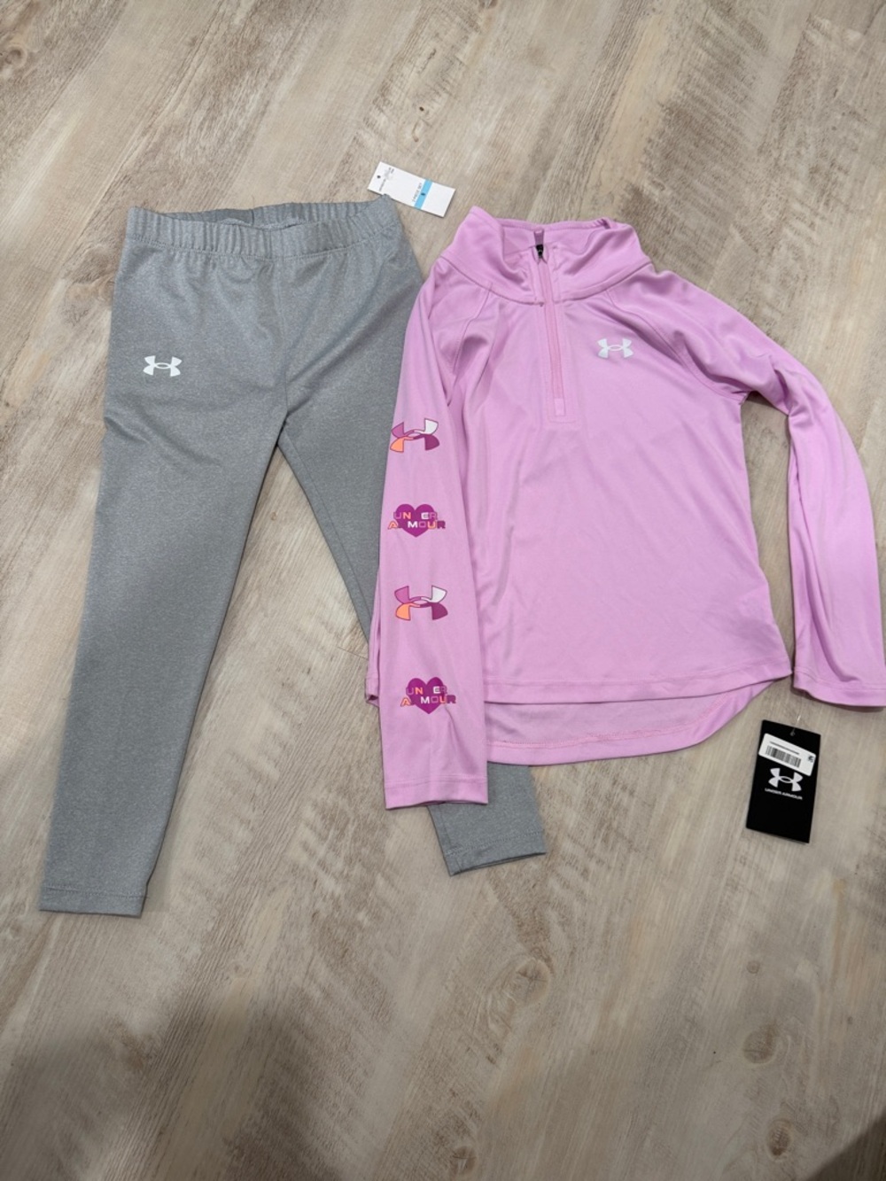 Under Armour Pink Quarter-Zip Top with Gray Leggings